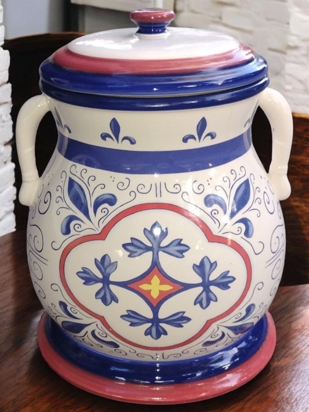 Vintage Nonni’s Biscotti Ceramic Cookie Jar - Hand-Painted Mediterranean Style